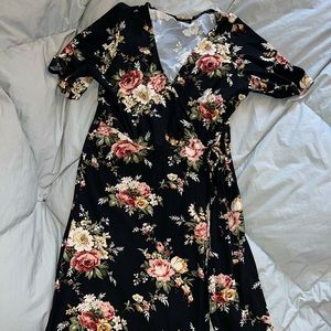 Black Floral dress with slit